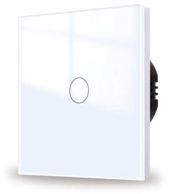 JIMEIDA Interruttore della luce touch 1 scomparto a 1 via, con bianco, pannello in vetro e interruttore a LED di stato, AC 240 V, 500 W, 86 mm, nessun conduttore neutro richiesto
