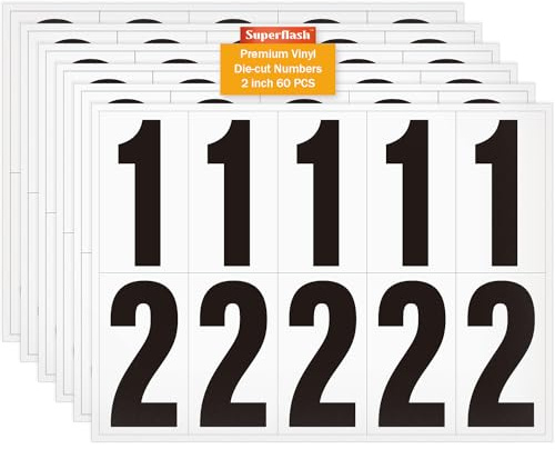 2 inch Self Adhesive Numbers for Mailbox, House Numbers, Reflective Mailbox Number, Trash Cans Number, for Outside, 60 PCS (Black/White)