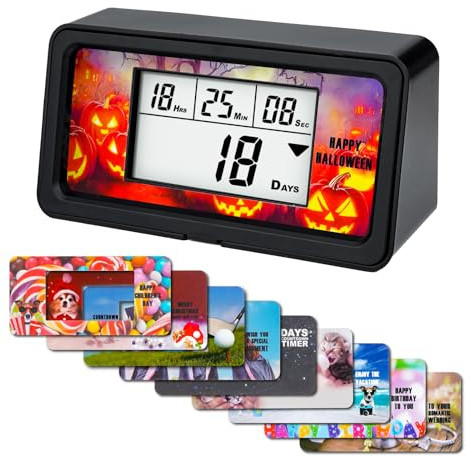 NInE-ROnG Digitaler Countdown-Timer mit Hintergrundbeleuchtung, 9.999 Tage, großes LCD-Display, 12/24-Stunden-Uhr für Ruhestand, Urlaub, Abschlussfeier, Weihnachten, Hochzeiten, Geburtstage,
