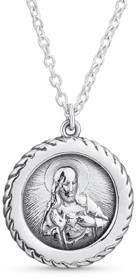Bling Jewelry Anpassbarer Unisex Religiöser Christlicher Medaillon Anhänger Jesus Christus Halskette Für Frauen & Männer Aus .925 Sterling Silber