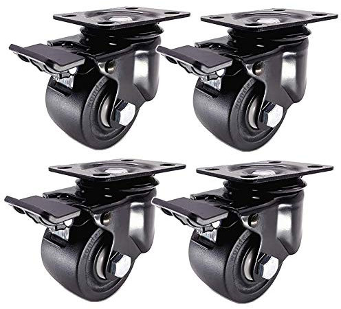 4er-Set – Hochleistungsrollen, 7,6 cm, 75 mm, 1200 kg, Nylon, mit Bremse, Universal-Lenkrollen, drehbar, Industrie-Transportrollen, Doppellager für Trolley, schwere Ausrüstung (264