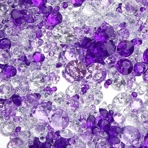 Mbsomnus 5000 Stück Diamanten Deko Violett Streudeko Diamanten Hochzeit Acryl Kristall Deko Streudeko Glitzer Brillanten Tischdeko Strass für Geburtstag Party Vase Füller Streudeko(3/6/8/10mm)