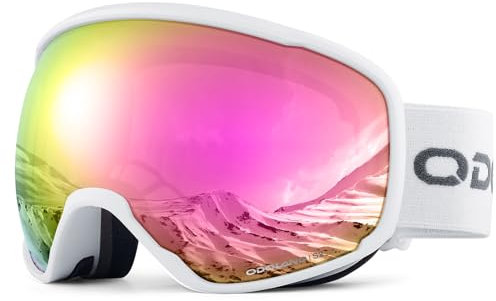 Odoland Skibrille Erwachsene Ski Goggles für Damen und Herren Jungen,Sphärisch Snowboardbrille UV-Schutz Kompatibler Helm Anti Fog für Skifahre Verspiegelt WPE