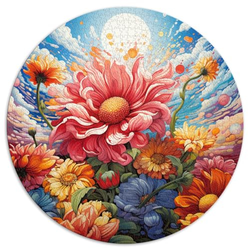 1000-teiliges Puzzle, Blumenmeer, kreatives rundes Puzzle, für Erwachsene und Jugendliche ab 12 Jahren, Kartonpuzzle, Lernspiel. Größe: 67,5 x 67,5 cm