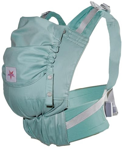 KOKADI Babytrage Flip Just Mint (Unisize) – Ergonomisch & sicher - handgefertigt aus 100% Bio-Baumwolle – Ab Geburt bis 15 kg, einfach anzulegen, ideal für den täglichen Gebrauch – Türkis
