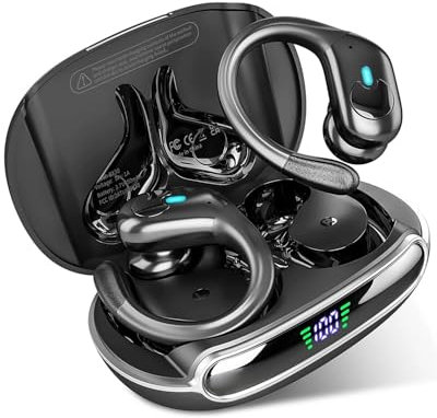 YYGGWL Auriculares Deportivos Auriculares Bluetooth BX30 TWS con Botón Pantalla, Cancelación Ruido, Auriculares para Juegos De Música Deportivos, Resistentes Al Agua Auriculares Oreja Abierta(Black)