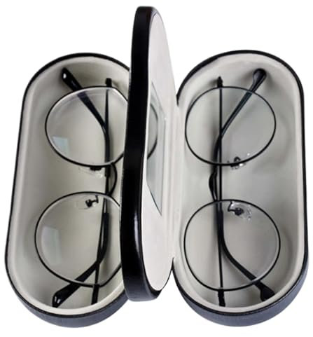 Custodia a doppi occhiali 6x3x3 pollici, 2 in 1 custodia a doppia occhiale con occhiali a doppia faccia a doppia parte per le lenti a cornice e a contatto, cassa di occhiali doppi da sole