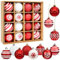16Pcs Christmas Baubles, 6CM Tree Decorations Set Christmas Tree Hanging Balls for Holidays Home Xmas Party Decoration (Red and White)