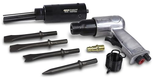 ENVA MADE FOR QUALITY Druckluft Meißel Satz 6TLG. + Druckluft Nadelentroster 10 mm