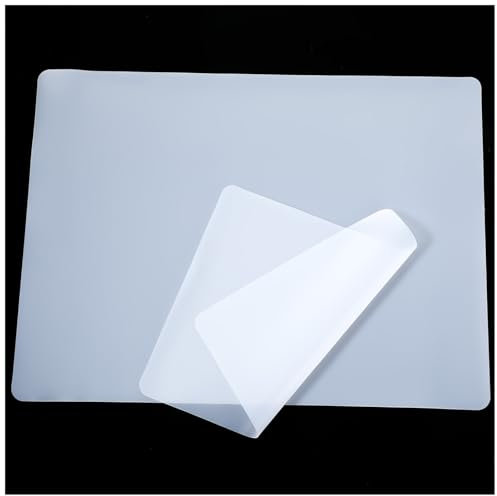 Oruola 2pcs Silicone Mat,Translucent Silicone Mats for Crafts,30 X 40 cm Clear Countertop Protector Mat,Heat Resistant,Non-Slip,Multipurpose Table Placemats Worktop Protector(Translucent)