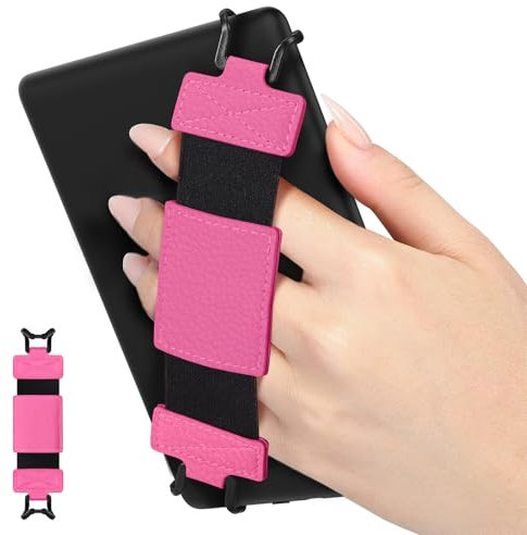 MoKo Correa de Mano de Seguridad para 6-8 Kindle eReaders Fire Tableta - Kobo/Voyaga/Lenovo/Sony Kindle E-Book Tableta, Correa de Agarre de Dedo Elástico Ligero Antideslizante, Magenta