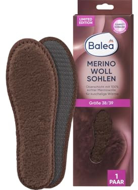 Balea Einlegesohlen Merino (1 Paar), 2 St - echte Merino Wollsohle mit Clesnfeet Technologie (38/39)