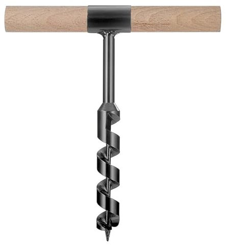 Manueller Handbohrer und Hand-Holzbohrer für Holz-Camping-Unterschlupfbau, Mehrzweck-manueller Überlebensbohrer mit einem Holzstab -Lochsägen-Bit zum Befestigen der Zeltnägel(0.32in,11.8in)