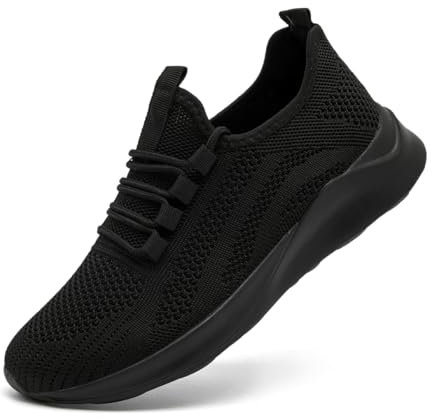 UROMGV Damen Straßenlaufschuhe Atmungsaktiv Laufschuhe Walkingschuhe Outdoor Freizeit Sportschuhe rutschfest Turnschuhe Running Shoes Schwarz 37