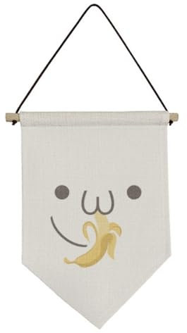 Lovely Face Eat Banana Expression Leinwand-Flagge zum Aufhängen Wandkunst Dekor Banner