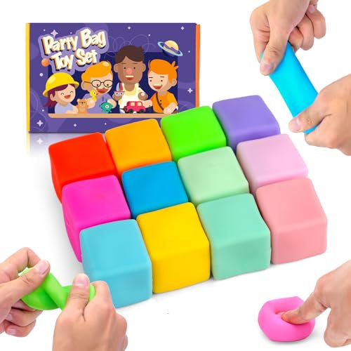 12 Stück Cubes Sensory Stress Bälle für Kinder, Farbwechsel Squishy Spielzeug, Fidget Toys Squeeze Balls für Erwachsene, weiche Anti Stress