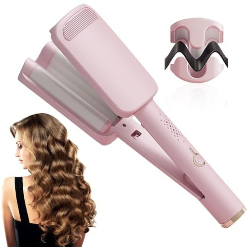 DSXVJHD Hair Waver Crimper Hair, 32mm Deep Waver Hair Curler for Women, French Wave Curling Iron with 4 Temperatures, Anti-Scald Curling Wand for Short, Long, Fluffy, Waves, Straight Hairstyle