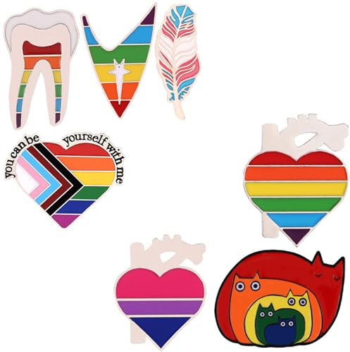 Pride Pin & Regenbogen Patch - Stilvolle LGBTQ-Accessoires Für Vielfalt Und Toleranz, Perfekt Für Individuelle Mode Und Ausdruck Von Unterstützung (7 Stück-A)