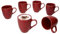 MÄSER Lot de 6 tasses à café, naturelles, 270 ml, en faïence, rouge foncé, avec anse pour 6 personnes, pour boissons chaudes comme le thé, le cacao, etc