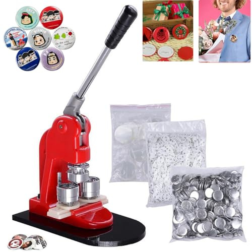 otmechl Buttonmaschine 32mm Stecknadeln Buttonmaker mit 500 Buttons Buttons selber machen Buttonmaschinen Set mit Kreisschneider Austauschbare Größen Buttons Stecknadeln Buttonpresse