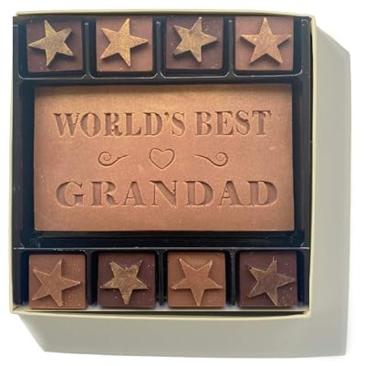 Choc on Choc World’s Greatest Grandad Chocolate Gift Box, 110g, Belgian Dark & Milk, Gold-Dusted, Father’s Day & Birthday