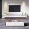 LIUJHGH Floating TV Stand Wall Mounted Wooden Entertainment Console, Modern TV Cabinet Shelf for Living Room & Bedroom(Walnut+White,200cm/79cm)