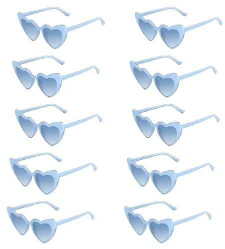 oooaooo 10 Stück Herz Sonnenbrille Set, Sonnenbrille Herzform Herzbrillen, Blau Sonnenbrillen Herz Partybrillen Brille Modisch Party Brillen Für Partys Hochzeiten Dekorationen