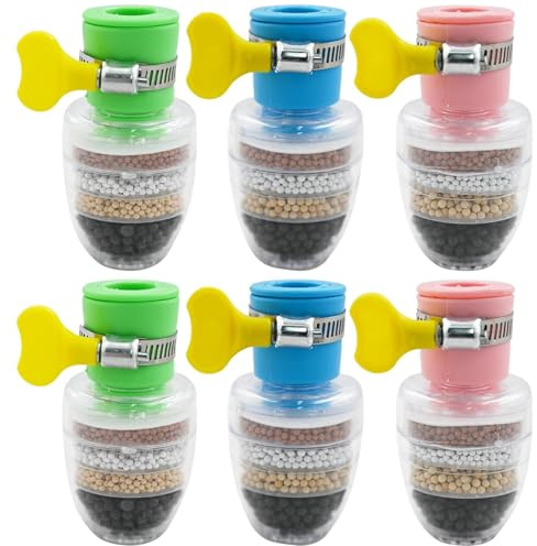 6 Pcs Filtri per Rubinetto, Cartucce a 6 Strati con Carbone Attivo per Filtro d'Acqua, Ricambi per Purificatore d'Acqua a Rubinetto, Adatti per Rubinetti da 1/2 pollici a 3/4 pollici