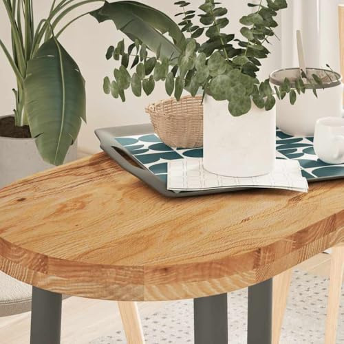 HETFTJN Oval 80×40×4 cm hellbraune Eiche Tischplatte, Couch-/Schreibtisch fürs Wohnzimmer, Home-Office & Terrasse