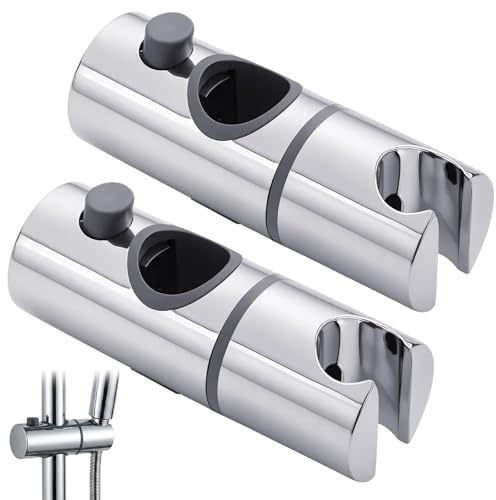 2 Stück Universal Duschkopfhalterung, Duschkopf Halterungen, 360° Drehbar, Kompatibel Mit Zylindrischen Duschstangen Mit 19-25 Mm Durchmesser, Duschkopf Halterung Aus ABS