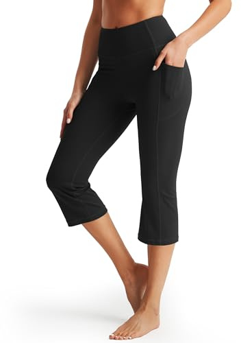 Libin Leggings Sportifs Femme Push Up pour Été Court | Douceur, Taille Haute, Exercice, avec Poches,Pantalons de Sport Style Pirate pour Yoga, Running Transpirants