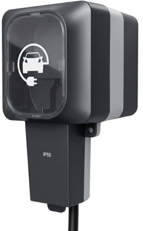 Ampere Point Verstärkte Schuko DR Storm Steckdose für Elektroautos 16A 230V, Panzer-Steckdose zum Laden von EV, Hybrid, IP44 Wasserfest, Aufputz Ladestation, Hochleistungskontakte für Dauerlast