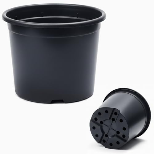FUTURE GARDENING Black Plastic Plant Pots 0.5L 1L 2L 5L 7.5L 10L 12L 15L – Flower, Nursery & Growing Containers, Reinforced Rim, Extra Drainage – Multi Pack 1–200 (15L, Pack of 5)