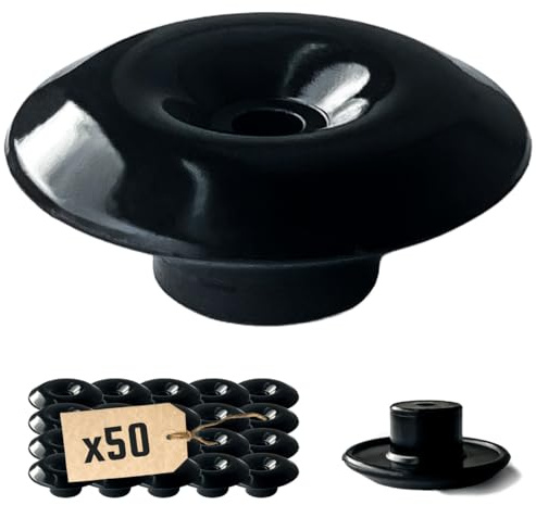 TECPLAST Lot de 50 Crochets Champignons pour bâche - Noir - CC50 - Crochet de Fixation bâche - Pergola, Piscine, Remorque
