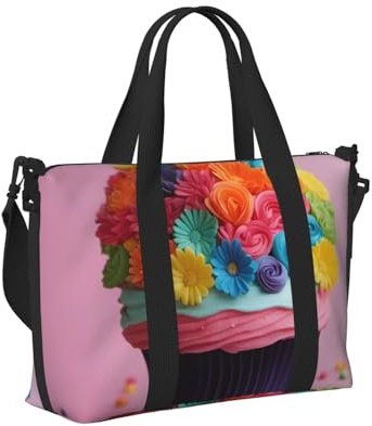 Bunte Cupcakes Regenbogen Blume Kuchen Druck Tragbare Reisetasche Faltbare Tragetasche Handtasche für Wochenendausflüge Gym Zubehör