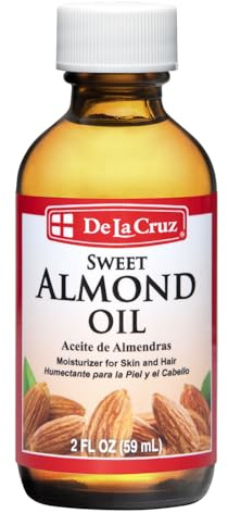 De La Cruz Sweet Almond Oil - Expeller Pressed Almond Oil for Skin and Hair 2 FL. OZ. (59 mL)