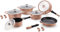 Royalty Line - RL-ES1014M - Lot de 14 casseroles et poêles en pierre de lave avec couvercle, pour une utilisation professionnelle et domestique Cuivre