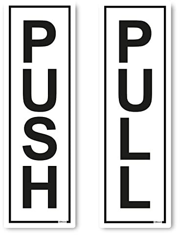 Türaufkleber Push & Pull (Drücken & Ziehen), selbstklebende, transparente Vinyl-Aufkleber, 190 x 60 mm, Selbstklebendes Vinyl, weiß, 1 set