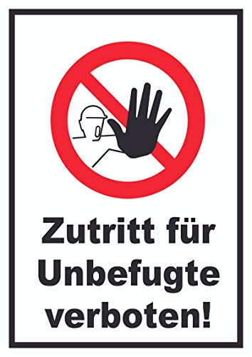 HB-Druck Zutritt für Unbefugte verboten Schild A4 Rückseite selbstklebend