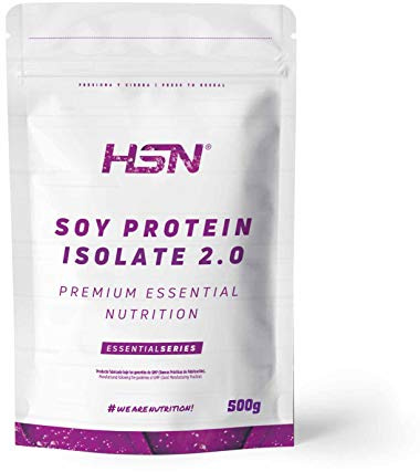 HSN Proteína de Soja Aislada - Sin Sabor 500g | 100% Vegana. Alternativa Vegana a la Whey. Aminograma Completo. Libre de OGM, Sin Gluten ni Lactosa. No Incluye Dosificador