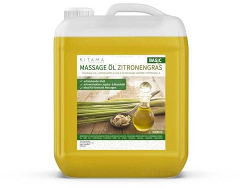 Kitama Massageöl Aroma Zitronengras - Körper-Öl für Massagen - Pflegeöl - Aroma-Öl - pflegendes Entspannungs-Öl - Thai - 5000ml (5-Liter)