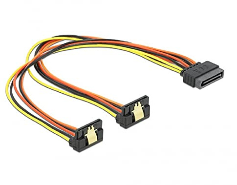 Delock Kabel SATA 15 Pin Strom Stecker mit Einrastfunktion > 2 x SATA 15 Pin Strom Buchse 30 cm