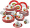 VEWEET, Serie SANTACLAUS, 60-teiliges Porzellan Weihnachtsgeschirr Set für 12 Personen, Kaffeeservice für 12 Speiseteller, 12 Dessertteller, 12 Suppenteller, 12 Kaffeetassen und 12 Untertassen