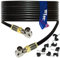 1STec 10m Black Right Angled Gold F-connector Coaxial Male Plug to Plug Digital Freeview BT Youview Aerial Wall Socket to LED LCD Flat Screen TV or DVR Extension Cable + Cable Clips (10 Metre, Black)