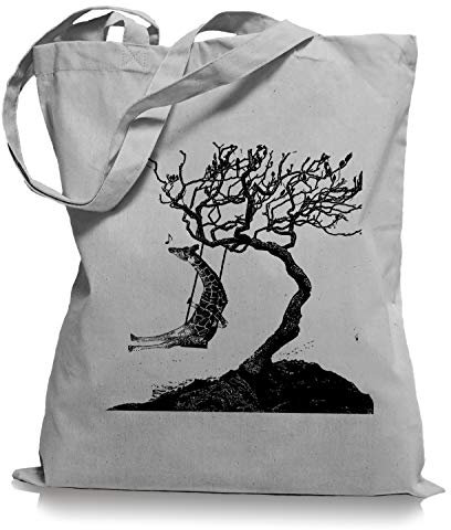 Ma2ca Rocking Giraffe - Afrika Giraffen Schaukel Stoffbeutel Tragetasche/Bag/Jutebeutel WM1-lightgrey