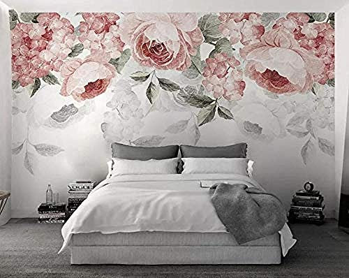 3D papier peint mural rose aquarelle fleur fraîche peinte à la main belle moderne 3D muraux peintures murales Papier Peint 3D Faux Cuir Vinyle Mural-400cm×280cm