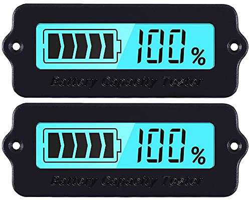 DollaTek 2Pcs Batteriemessgerät blau Hintergrundbeleuchtungs-Kapazitätsmonitor DC 8-63V Digitale Batterieanzeige DC 12V 24V 36V 48V Blei-Säure- und Lithium-Ionen-Batterieanzeige
