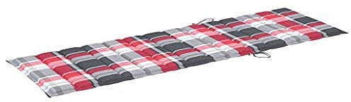 vidaXL Sonnenliege Auflage, Liegenauflage Outdoor, Polster Auflage für Gartenliege Liegestuhl, Polsterauflage, Rot Karomuster 200x60x3cm Oxford-Gewebe