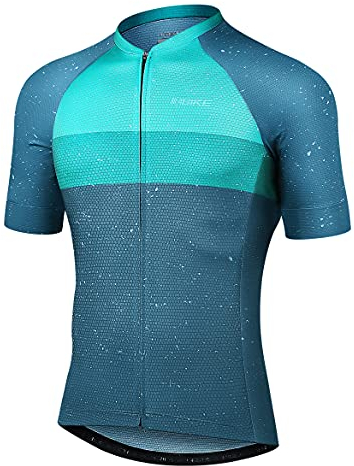 INBIKE Fahrradtrikot Herren Rennrad Trikot Radtrikot mit 3 Rückentaschen atmungsaktiv schnelltrockend feuchtigkeitsaufnahm Sommer Kurzarm(Grün,S)