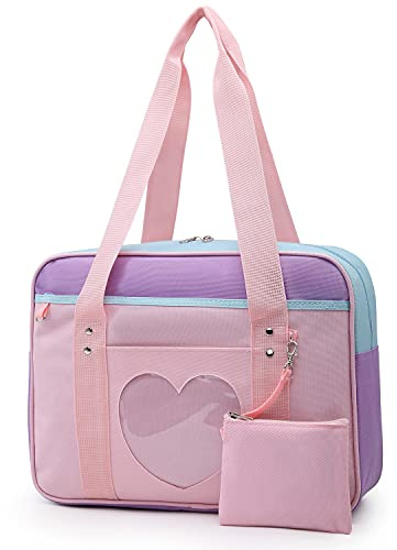 Jywmsc Ita Tasche Damen Umhängetasche Herzform Japanische Schulhandtaschen Kawaii JK Anime Geldbörse für Lolita Mädchen Tote Bag